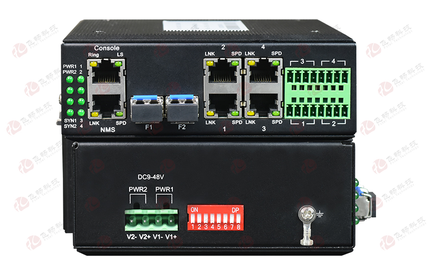 飛暢科技-環(huán)網型 4千兆電+4路串口 2千兆光 交換機